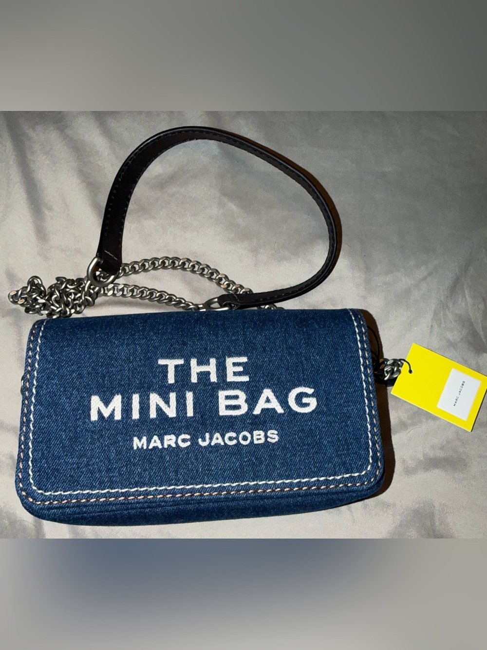 Marc Jacobs Denim Mini Bag with White Logo. NWT